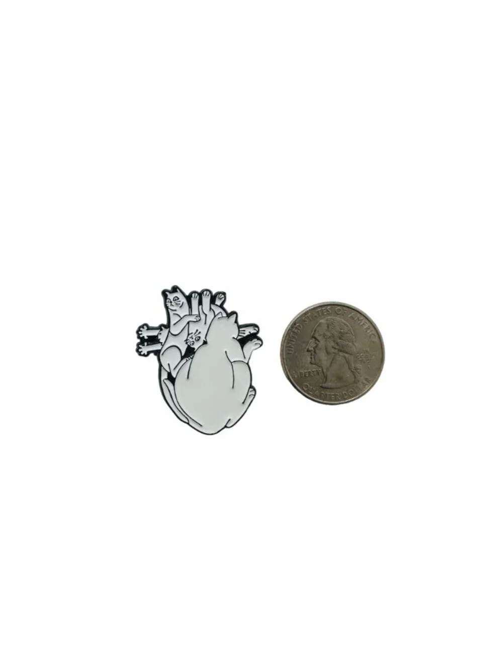 ⭐Cat Pins Enamel Lapel Dark Punk White Black Lover Cat Heart Animals Broch Punk - Picture 5 of 6